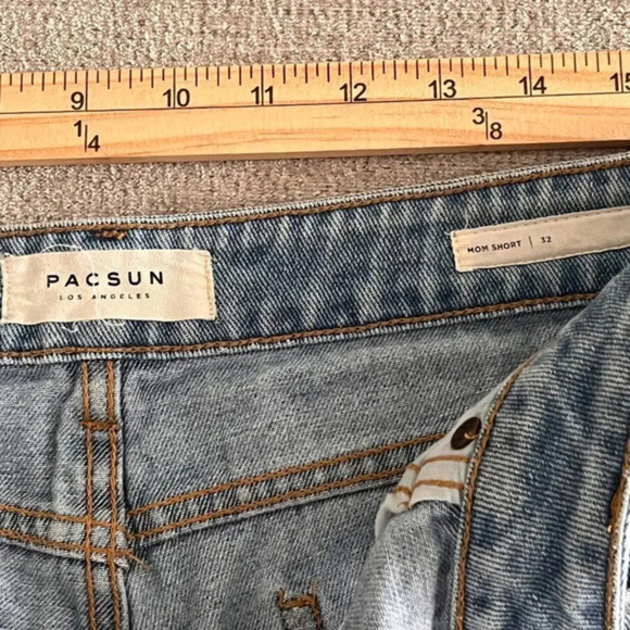Pacsun Womens Blue High-Rise Hi-Waist Jeans Shorts Size 32 Ladies Roll-Up Denim - Picture 6 of 8